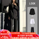 FANAOGE suit suit female college civil servant interview and defense professional wear shoulder pad suit jacket loose formal work clothes black spring and autumn style (suit jacket + white shirt + trousers) three-piece suit with shoulder pads
