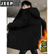 JEEP SPIRIT Jacket Men's Autumn and Winter Men's Windbreaker Mid-length Plus Velvet Thickened Casual Korean Style Versatile Men's Cotton Coat Thick and Thick Optional Plus Velvet Thickened Model S3-8029 Black M 80-105Jin Jin is equal to 0.5 kg
