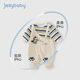 JELLYBABY 7A antibacterial striped long-sleeved jumpsuit 26 new spring style boys fake two-piece skin-friendly baby bodysuit