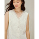 INMAN French relief embroidery V-neck sleeveless shirt 2026 spring women's new hollow lace splicing vest beige S