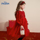Disney (Disney) Girls Red Dress Winter New Children's Christmas Dress New Year Dress Girls Winter Dress Mesh Skirt Red 120