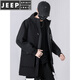 JEEP SPIRIT большой размер ветровка средней длины мужская чисто черная теплая плюс бархатная куртка мужское осенне-зимнее пальто черное/плюс бархат L 110--130Jin Jin равен 0,5 кг
