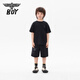 BOY JUNIOR boys' pure cotton short-sleeved T-shirt trendy and cool printed top black 140