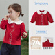JELLYBABY children's bottoming shirt girls' long-sleeved T-shirt spring and winter red lapel baby 1 pullover top children's clothes red 110