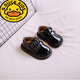 G.duck little yellow duck handsome one year old small leather shoes baby 1-2-3 years old versatile good-looking shoes baby toddler shoes spring and autumn soft black single Velcro 15 / inner length about 11.5cm