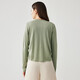 Zhaojun Spring and Summer Lyocell Tencel Sweater Women's Round Neck Long Sleeve Cardigan Solid Color Thin Top Mint Green L