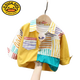 G.duck children's clothing boys' long-sleeved shirts children's fashionable tops baby jackets Korean style children's all-match shirts 24 spring and summer style patchwork shirt 80cm plus size not too small