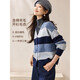 Mohan Yimei Contrast Color Striped Top 2025 Winter Wool V-neck Soft and Waxy Atmosphere Fresh Cardigan Sweater for Women