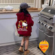 Wooden house red sweatshirt for girls, thickened and velvet, loose children's primary school class uniform, hooded cotton dance hiphop top, hooded burgundy M cat spring and autumn thin style 110 recommended height 100-110CM