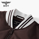 BOY LONDON fashionable brown and white stitching letters baseball uniform autumn and winter same style short cotton clothing for men and women N29013 Coffee M