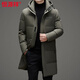 Hengyuanxiang long 2026 new men's down jacket over the knee cold protection thickened warm casual white duck down trendy jacket black M 170