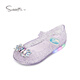 Snafy Flash Shoes Girls Princess Sandals Jelly Shoes Spring and Summer Girls Fashion Elsa Crystal Shoes Taro Purple 29
