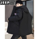 JEEP SPIRIT parka men's winter jacket plus velvet and thickening mid-length windproof jacket trendy winter warm cotton jacket for men 2801 black plus velvet and thickening M 90-110Jin Jin is equal to 0.5 kg