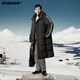 Viishow new men and women couples long hooded down jacket casual temperament wide version comfortable and warm black S