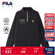FILA children's clothing tops 2025 winter new style boys' plus velvet long-sleeved T-shirt dark black-BK 175