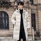 JEEP吉普国际品牌中长款羽绒服男士2025冬季新款情侣连帽保暖休闲外套 黑色 M 80-115斤可穿