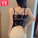 LangSha (LangSha) bra-free camisole women's outer wear trendy camisole hot girl top small strap beautiful back bra all in one 2055# one piece black one size fits all recommended 80-120Jin Jin is equal to 0.5 kg d