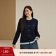 Xianlixiu age-reducing contrasting color versatile sweater plus size women's Korean style gentle style top fat mm autumn new style 4201 navy blue 3XL