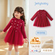 JELLYBABY Fashionable and Western Mesh Princess Dress 25 New Winter Style Girls' Spliced Mesh Dress for Middle Children Red 90