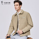 Dances with Wolves Old Money Style Lapel Jacket Men's Old Flower Printed Commuting Casual Easy-Care Jacket 701 Khaki S