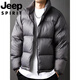 JEEP Jeep International Brand Glossy Down Jacket Men's Winter Stand Collar Loose Casual Sports Bakery Warm Jacket Black L