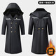 Winter thickened long military coat, labor protection cotton-padded jacket, warm cotton coat, cold-proof, windproof, cold storage, warm work clothes cotton coat, black upgraded waterproof style, non-detachable liner, 2XL (180), medium size, recommended weight 160Jin, Jin is equal to within 0.5kg