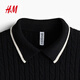 H&M 2026 Spring New Women's Collar Cable Knit Top 1329592 Black XS 155/80