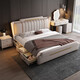 Jingxi Selected Italian Minimalist Modern Simple Leather King Bed 1.8m Double Bed High-end Soft Covered Wedding Bed Bed + T333 Fully Disassembled Latex Mat + 2 Cabinets + Delivery and Installation 1.8*2.0m Frame Structure - Upgraded Full Bed Board
