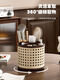 Fantasy makeup brush storage tube-like rattan basket covered antique dressing table cosmetics compartment rotating desktop storage rack black 1 piece