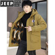 JEEP SPIRIT parka men's winter jacket plus velvet and thickening mid-length windproof jacket trendy winter warm cotton jacket for men 2801 black plus velvet and thickening M 90-110Jin Jin is equal to 0.5 kg