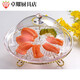 Tuojin Plastic Cover Transparent Round Dessert Tray Bread Display Plate Fruit Tasting Plate with Cover Three Compartments 2 Three Compartments 20cm Fruit Plate + 21cm Acrylic Cover