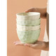 Tuojin bowl household ceramic rice bowl tableware soup bowl instant noodle bowl household stone pattern creative personality 2025 new bowl 4.75-inch stone pattern milky white bowl 4 pieces can be put into the disinfection cabinet