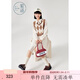 Zihan (ZIHAN) Zihan buttoned shirt dress contrasting rhombus knitted vest two-piece spring suit for women beige XL