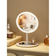 Cosmetic mirror with light, home LED mirror, student dormitory office desktop, desktop vanity mirror, portable ultra-high definition, large screen high-definition LED monochrome lamp bead model - round mirror white