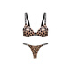 Victoria's Secret All-over Print V-Neck Bra Low-Waist Leopard Print Soft T-string Underwear Set Women's Set (Brown) XS 32B+(70B+XS)
