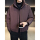 KBXNG Jinba short workwear down jacket men's new winter trendy brand handsome stand-up collar jacket thickened warm and cold-resistant jacket purple 3XL