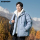 Viishow men's contrasting color winter new thickened hooded down winter fake two-piece jacket blue S
