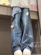 Girls' Super Nice Velvet Pants Star Wide Leg Jeans 2025 New Children's Autumn Outerwear Integrated Velvet Winter Clothes Velvet Version Jeans 170 cm