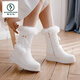 Woodpecker 2025 New Sweet Student Short Boots Women's Winter Thickened Anti-Slip Cotton Shoes Women's Velvet Warm Mid-calf Snow Boots Women's White (Plus Thick Velvet) Free Socks 37