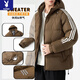 Playboy (PLAYBOY) new winter thickened hooded cotton jacket, warm and cold-proof cotton coat, casual bread coat, three-stripe cotton coat, men's jacket, Khaki S