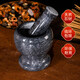 Tuojin imported quality jade garlic mortar from Japan, natural stone garlic press, stone mortar, garlic grinder, household pounder, 11 cm diameter, calm black, tank + stone hammer + lid