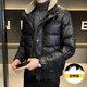 KBXNG劲霸冬季新款皮衣羽绒服男短款修身羊羔毛领夹克加厚保暖外套潮流 黑色(可拆卸毛领) L 90到105斤