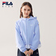 FILA children's jacket 2026 spring new style girls' medium and large children's sports loose hooded top bright light blue-LB 130
