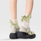 Pami PRIMEET/Pami bow socks women's summer thin mid-calf socks mint mambo miu series boneless pile socks D set-pack 3 pairs one size fits all (suitable for sizes 36-39)
