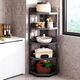Fantasy Pot Rack Kitchen Tripod Right Angle Storage Rack Floor-standing Corner Storage Home Multifunctional Multi-layer Pot Storage Rack Four-layer Gun Ash Height 81 Long 31 (Layers Distance Adjustable) Each layer is adjustable and nail-free fixing Full carbon steel shelf carbon steel layer