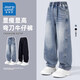JeansWest Children's Clothing Girls Scimitar Jeans 2026 Spring Children's Slim Tall Pants Western Style Girls Casual Pants Light Blue/J Solid Color 110