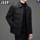 JEEP SPIRIT吉普羽绒服男士冬季休闲商务保暖防寒加厚夹克高端翻领鸭绒外套 黑色 M 170
