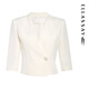 ELLASSAY spring new mulberry silk pleated truncated classic small hourglass white suit jacket for women EWF362T00700 pure white S