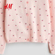 H&M 2026 new spring children's clothing children's and girls' fine knitted printed cardigan 1317621 light pink/cherry 110 110/56 (2-4Y)