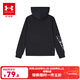 Under Armor children's clothing autumn and winter hooded children's sweatshirt warm casual sports versatile printed sweatshirt black 150
